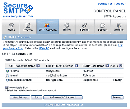 SMTP Accounts